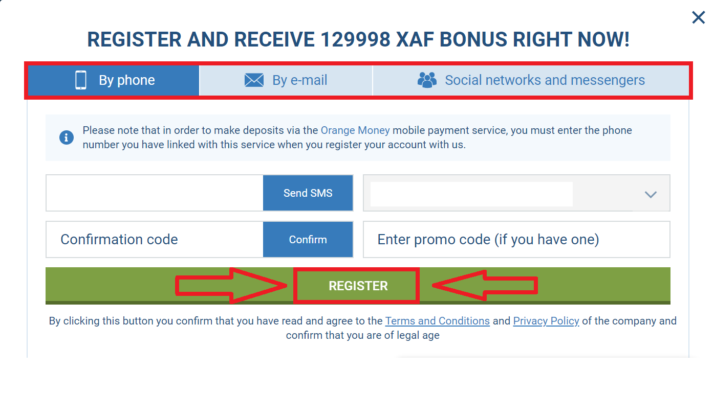 One-click 1xBet Registration Using a Mobile Number