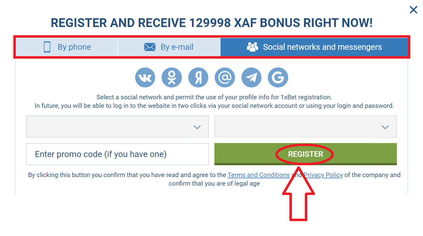 1xBet Login: Use of Social Media Accounts